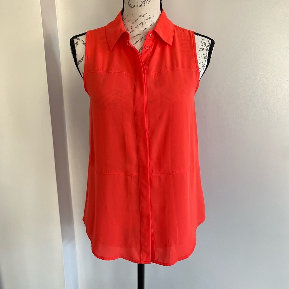 Mossimo Orange Button Front Tank Top